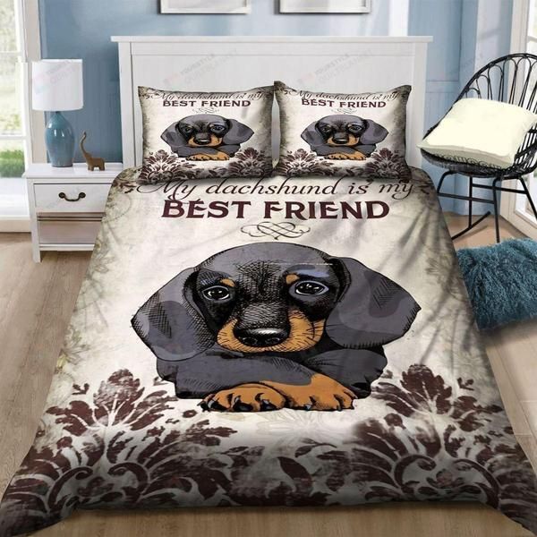 Dachshund My Dachshund Is My Best Friend Bedding Set Cotton Bed Sheets Spread Comforter Duvet Cover Bedding Sets