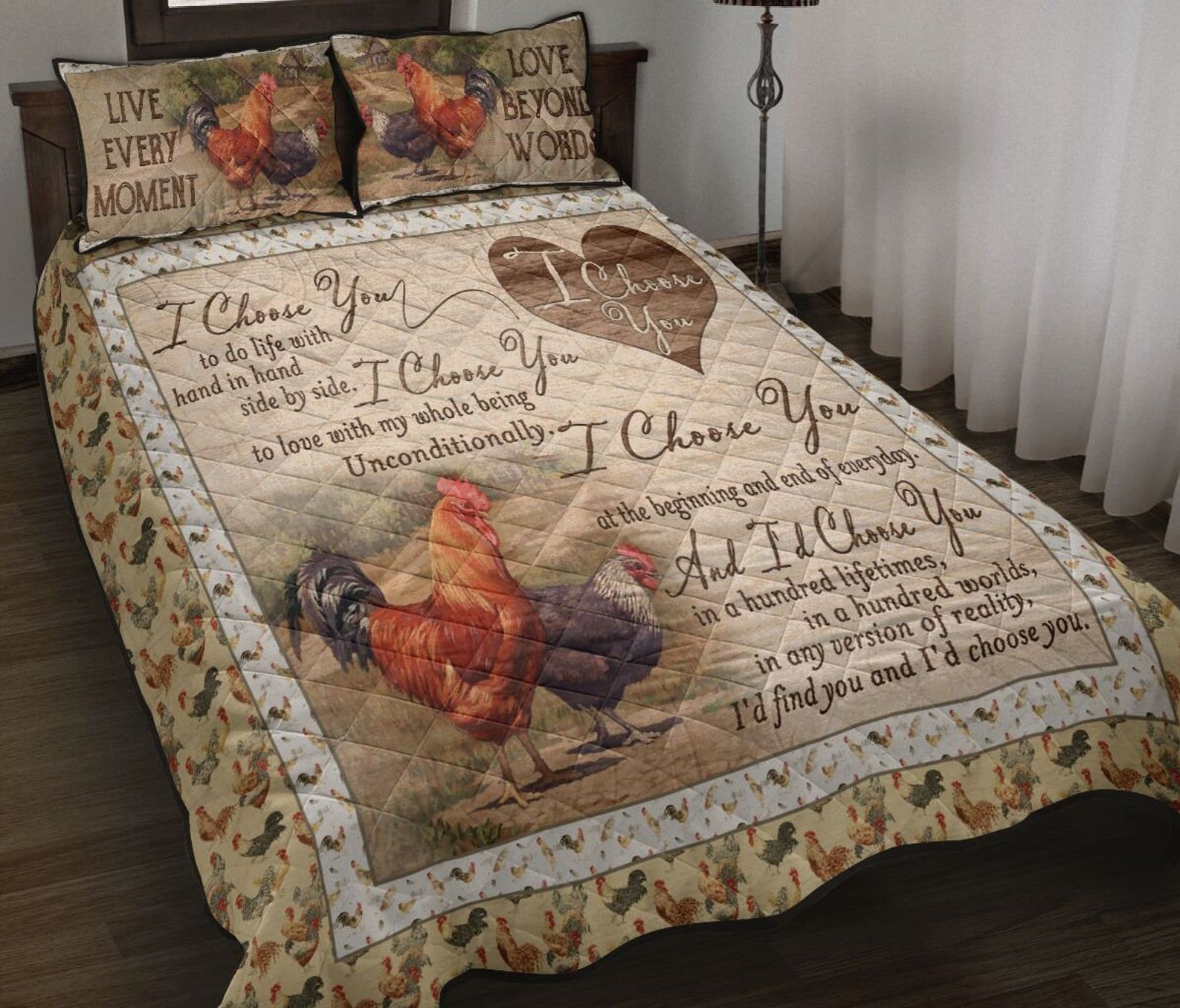 Chicken Couple I Choose You Quilt Bedding Set Cotton Bed Sheets Spread Comforter Duvet Cover Bedding Sets