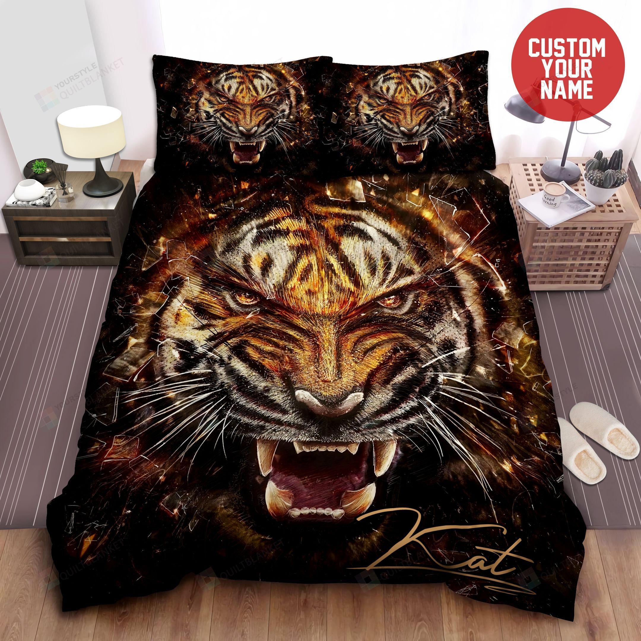 Tiger Roar Custom Duvet Cover Bedding Set With Names