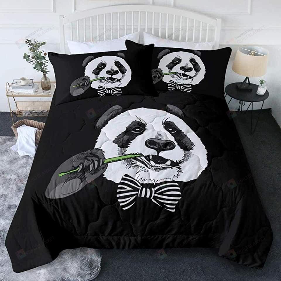 Panda Eating Pattern Bed Sheets Duvet Cover Bedding Sets