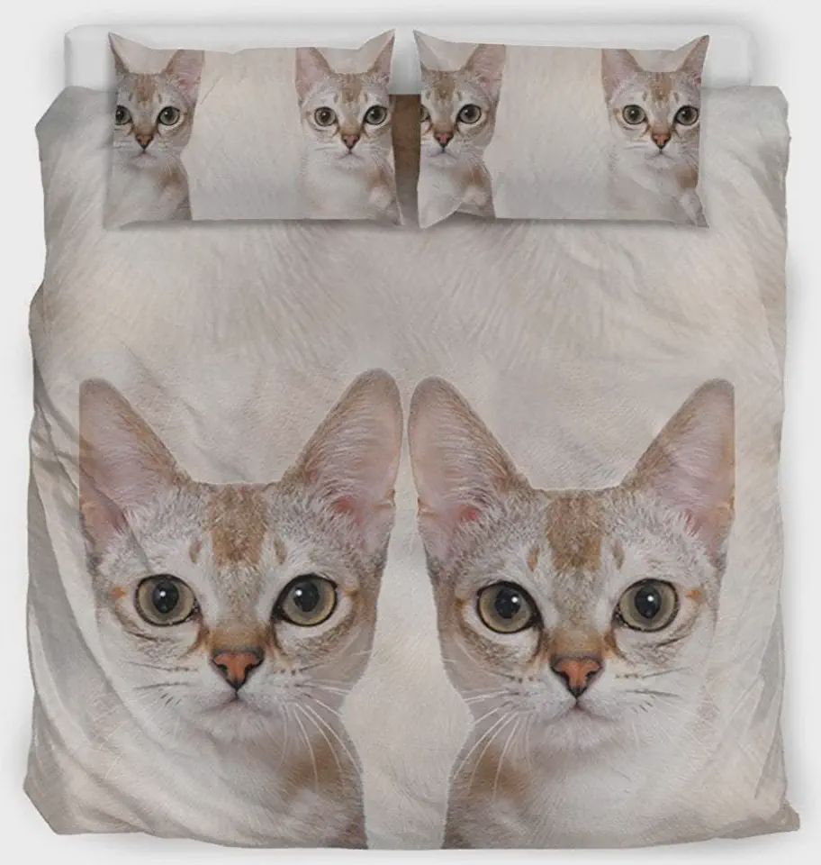 Cute Singapura Cat Print Bedding Set Bed Sheets Spread Comforter Duvet Cover Bedding Sets