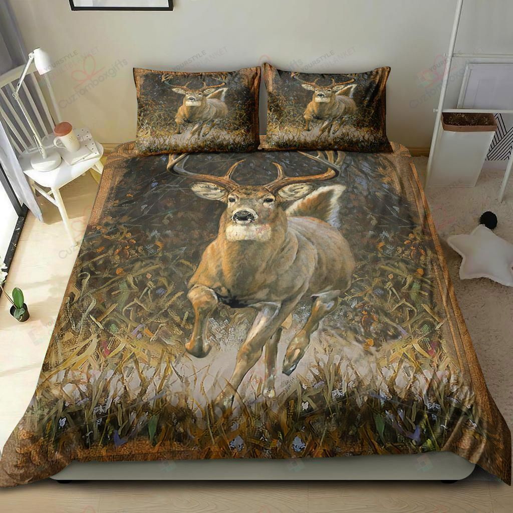 Deer Running In The forest Bedding Set Bed Sheets Spread Comforter Duvet Cover Bedding Sets