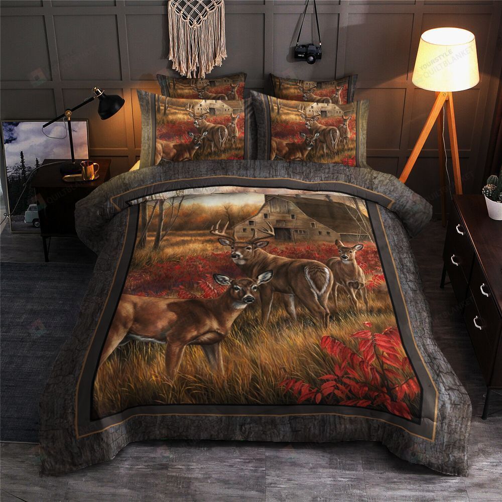 Deer Cotton Bed Sheets Spread Comforter Duvet Cover Bedding Sets