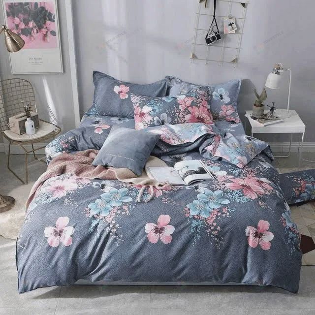 Floral Cotton Bed Sheets Spread Comforter Duvet Cover Bedding Sets