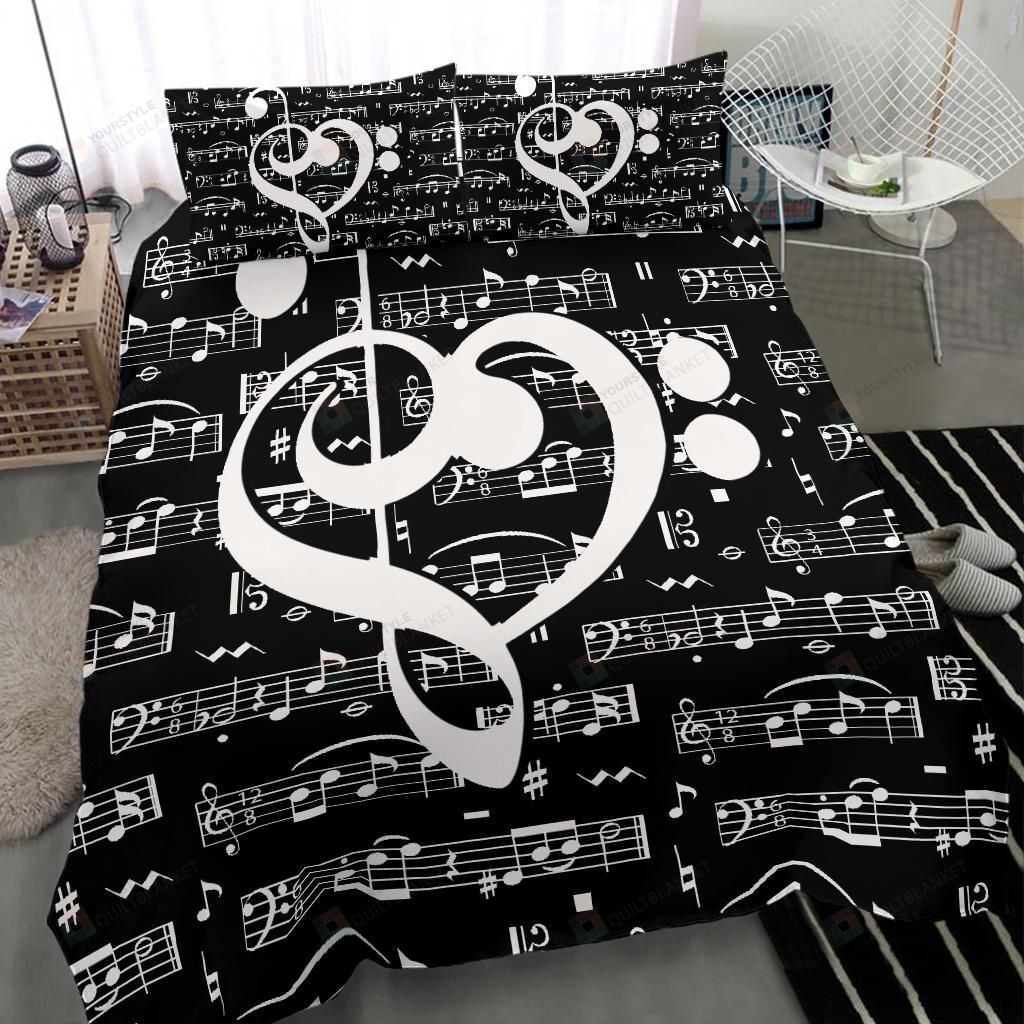 Treble Clef Heart Duvet Cover Bedding Set