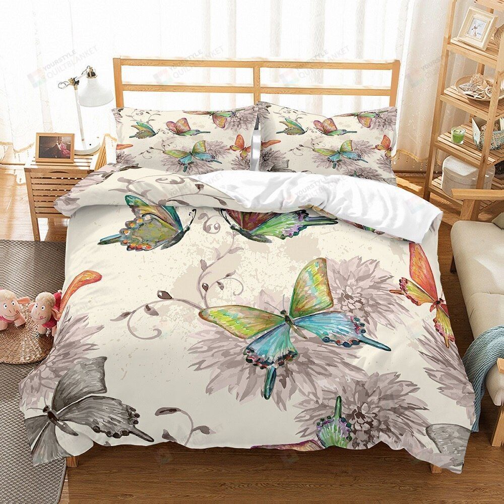 Butterfly Cotton Bed Sheets Spread Comforter Duvet Cover Bedding Sets