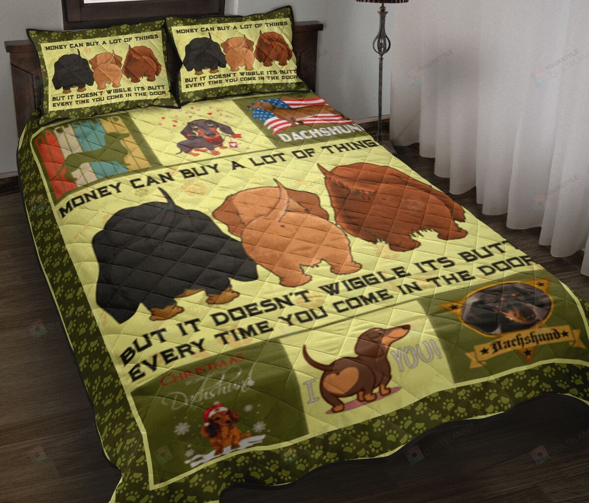 Love Dachshund Quilt Bedding Set