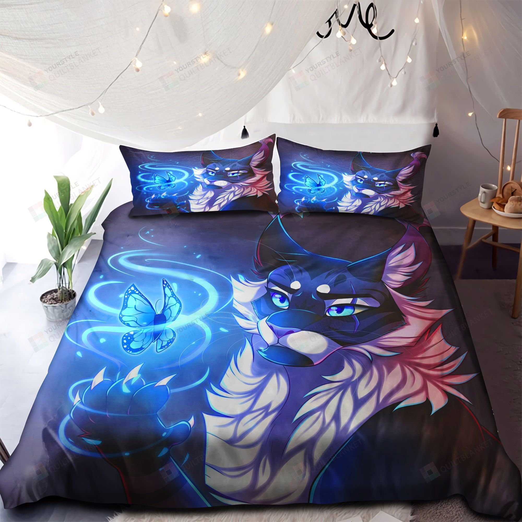 Wolf And Butterfly Bedding Set Bed Sheets Spread Comforter Duvet Cover Bedding Sets