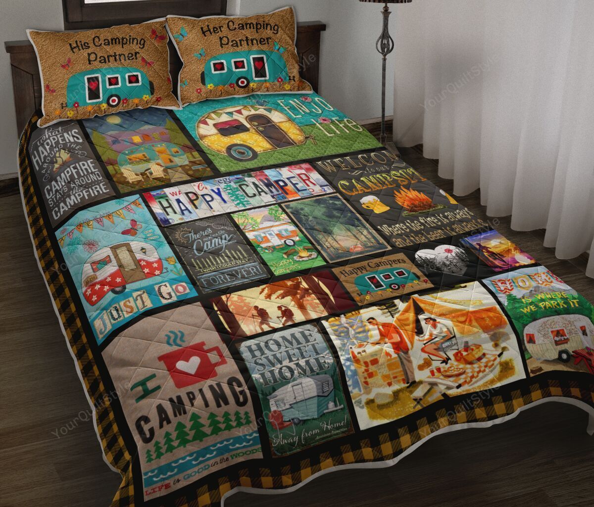 Camping Happy Campers Quilt Bedding Set