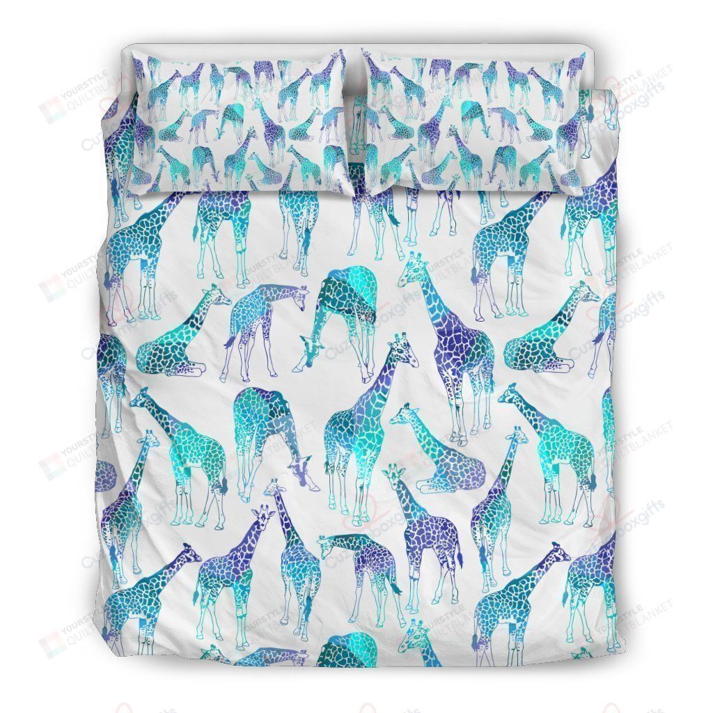 Turquoise Giraffe Bed Sheets Spread Comforter Duvet Cover Bedding Sets