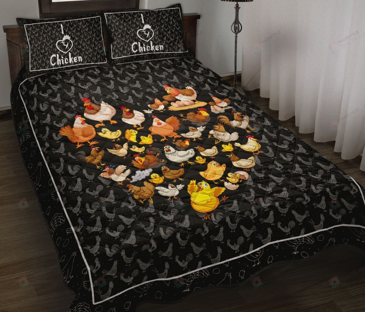 Chicken Heart Cartoon Style Quilt Bedding Set