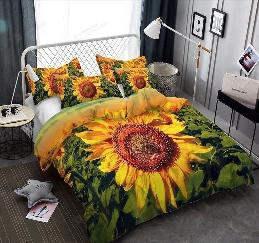 Sunflower Cotton Bed Sheets Spread Comforter Duvet Cover Bedding Sets