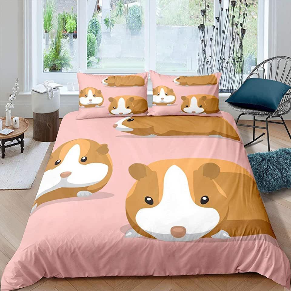 Guinea Pig Pattern Pink Bed Sheet Duvet Cover Bedding Sets