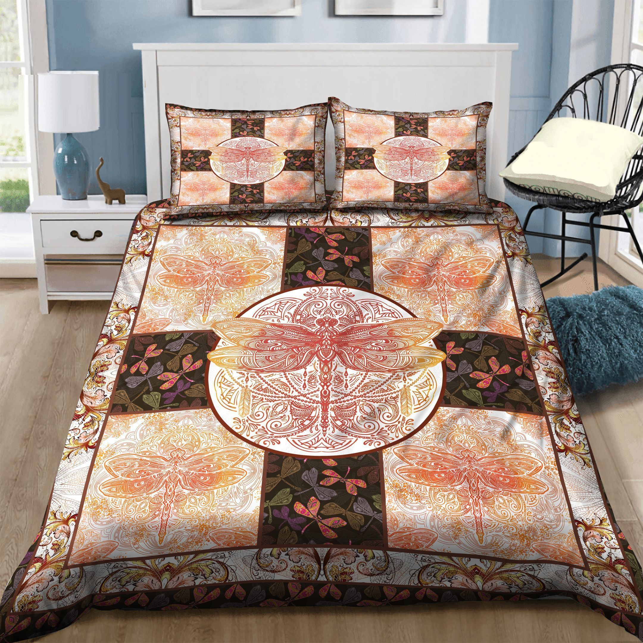 Dragonfly Cotton Bed Sheets Spread Comforter Duvet Cover Bedding Sets