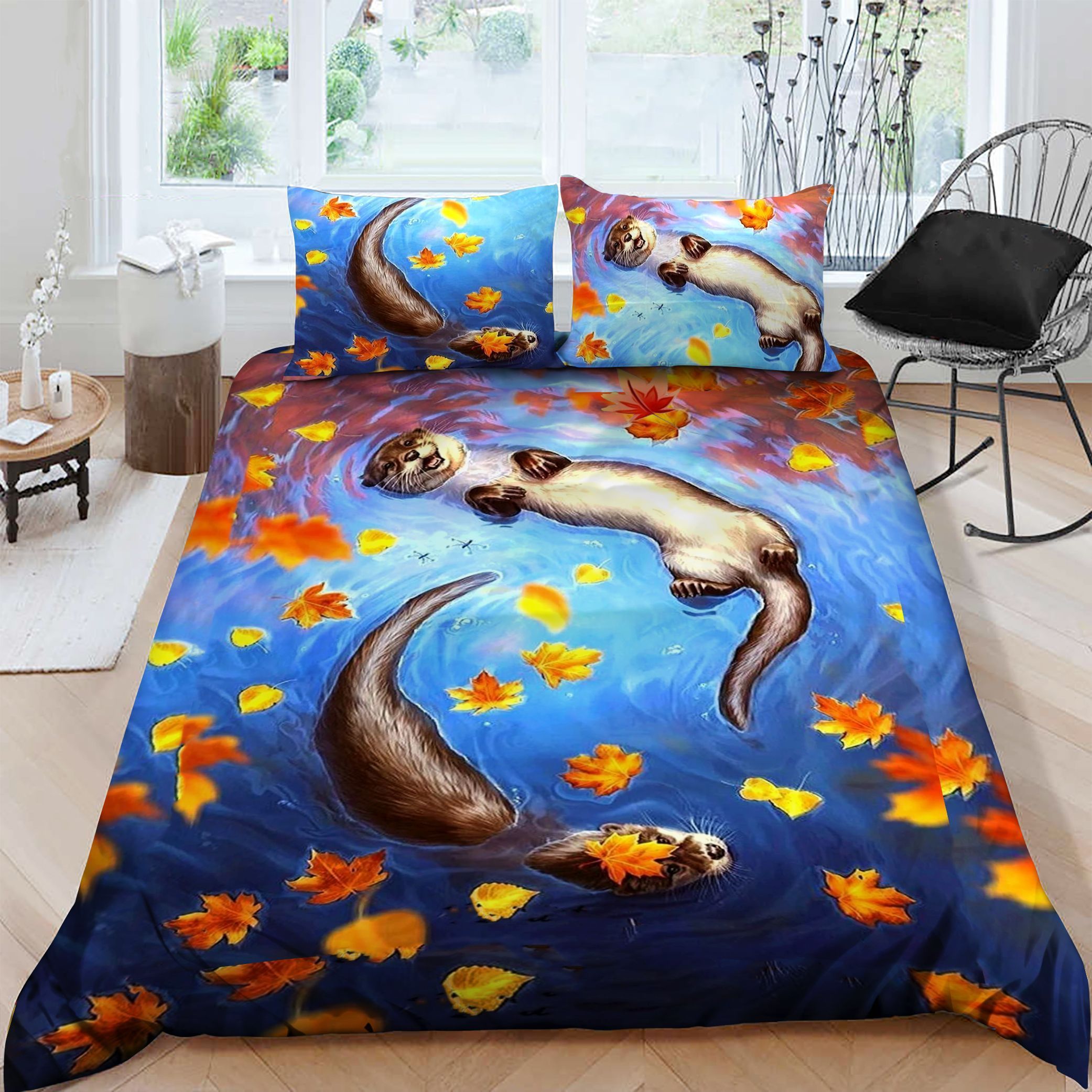 Otter Cotton Bed Sheets Spread Comforter Duvet Cover Bedding Sets