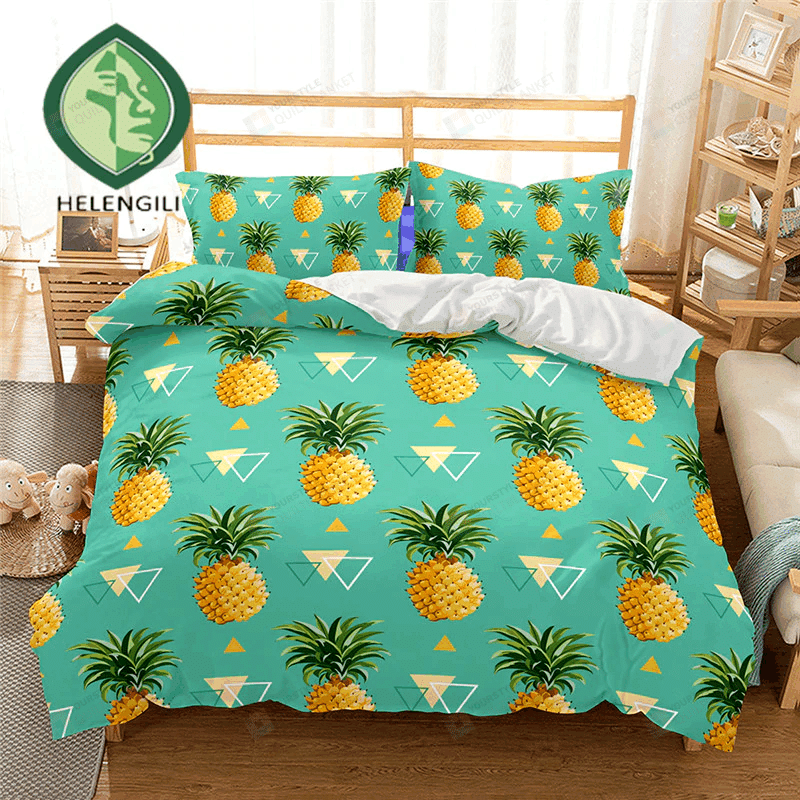 Pineapple Cotton Bed Sheets Spread Comforter Duvet Cover Bedding Sets