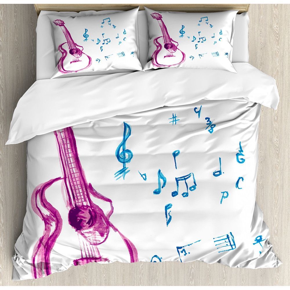 Guitar And Music Note Bedding Set Bed Sheets Spread Comforter Duvet Cover Bedding Sets