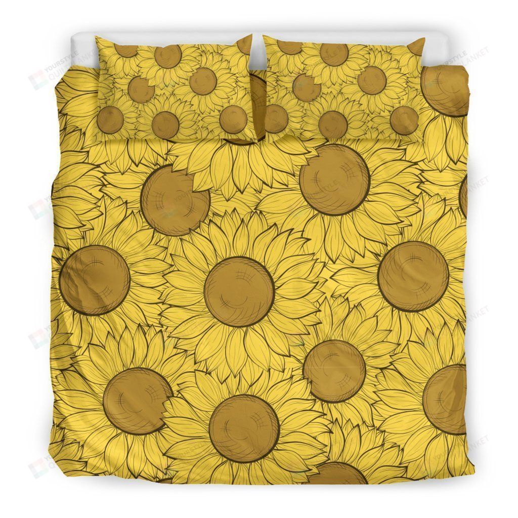 Sunflower Cotton Bed Sheets Spread Comforter Duvet Cover Bedding Sets