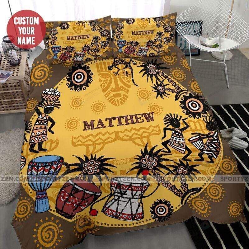 Retro African Personalized Custom Duvet Cover Bedding Set With Name