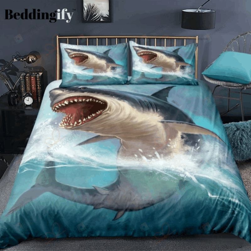 Ocean Blue Shark Bedding Set (Duvet Cover & Pillow Cases)