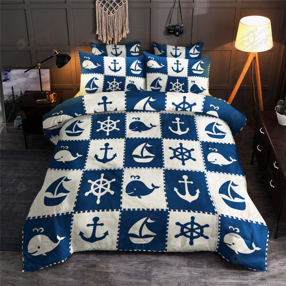 Nautical Cotton Bed Sheets Spread Comforter Duvet Cover Bedding Sets