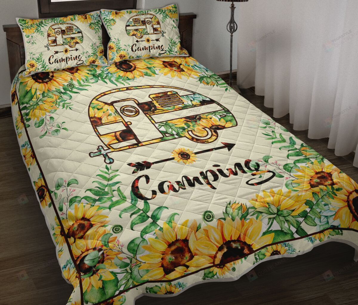 Floral Camping Van Quilt Bedding Set