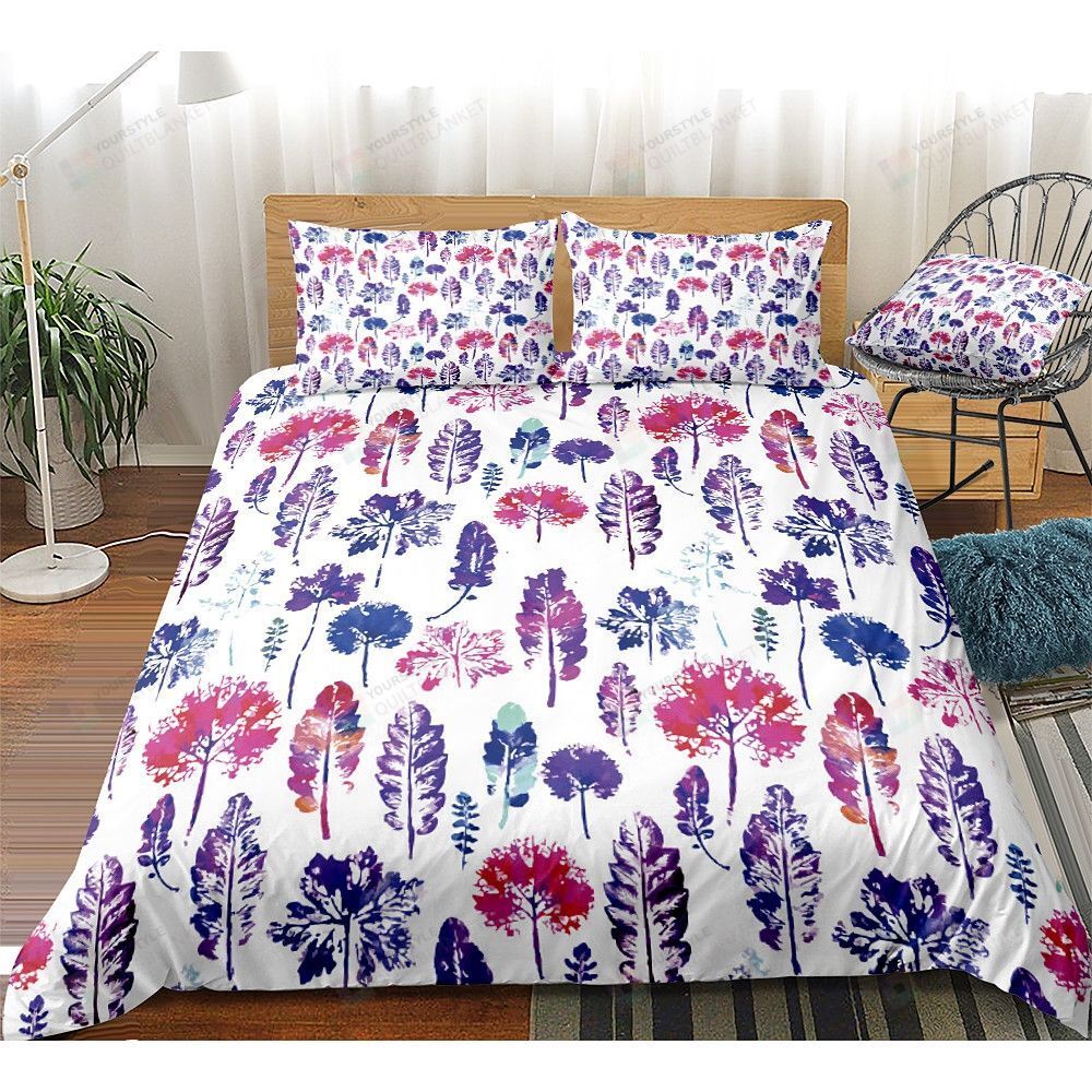 Colorful Leaves Pattern Bedding Set Bed Sheets Spread Comforter Duvet Cover Bedding Sets