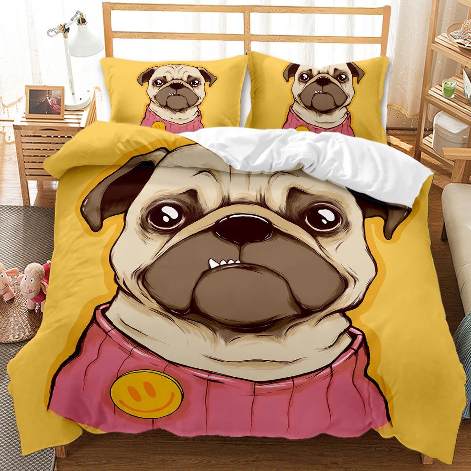 Bulldog Yellow Bedding Set Bed Sheets Spread Comforter Duvet Cover Bedding Sets