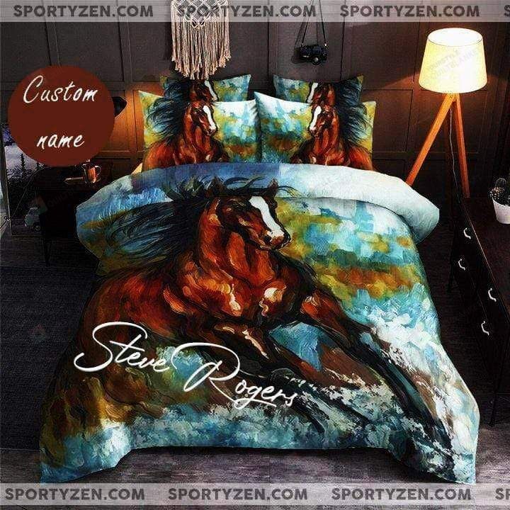 Horse Color Beautiful Custom Name Duvet Cover Bedding Set