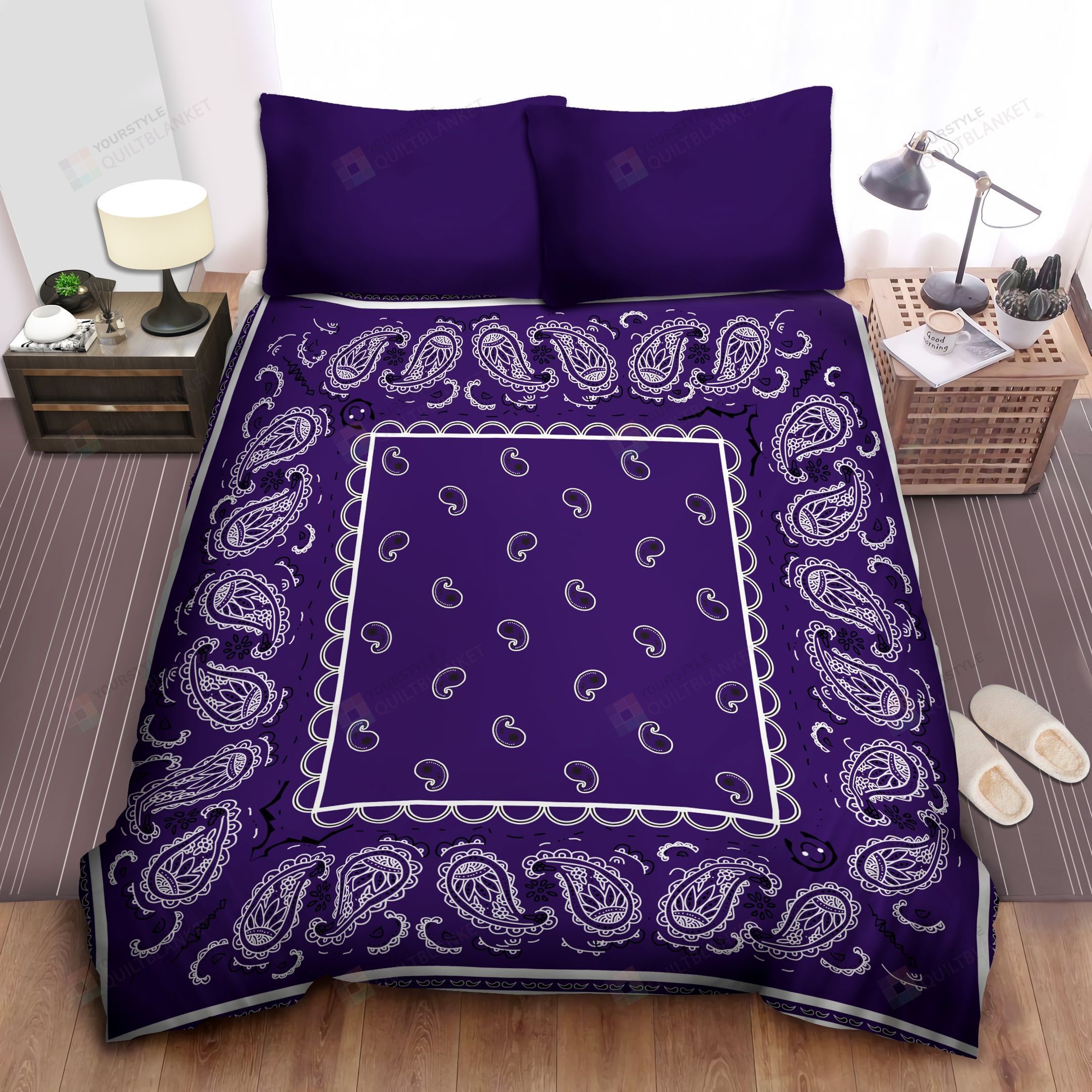 Royal Purple Bandana Bedding Set (Duvet Cover & Pillow Cases)