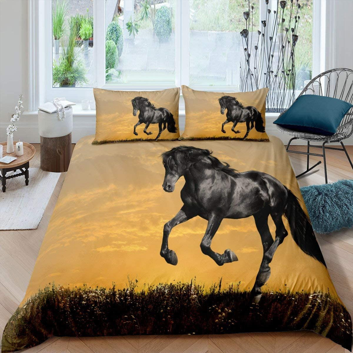 Black Horse Bedding Set Bed Sheet Spread Comforter Duvet Cover Bedding Sets