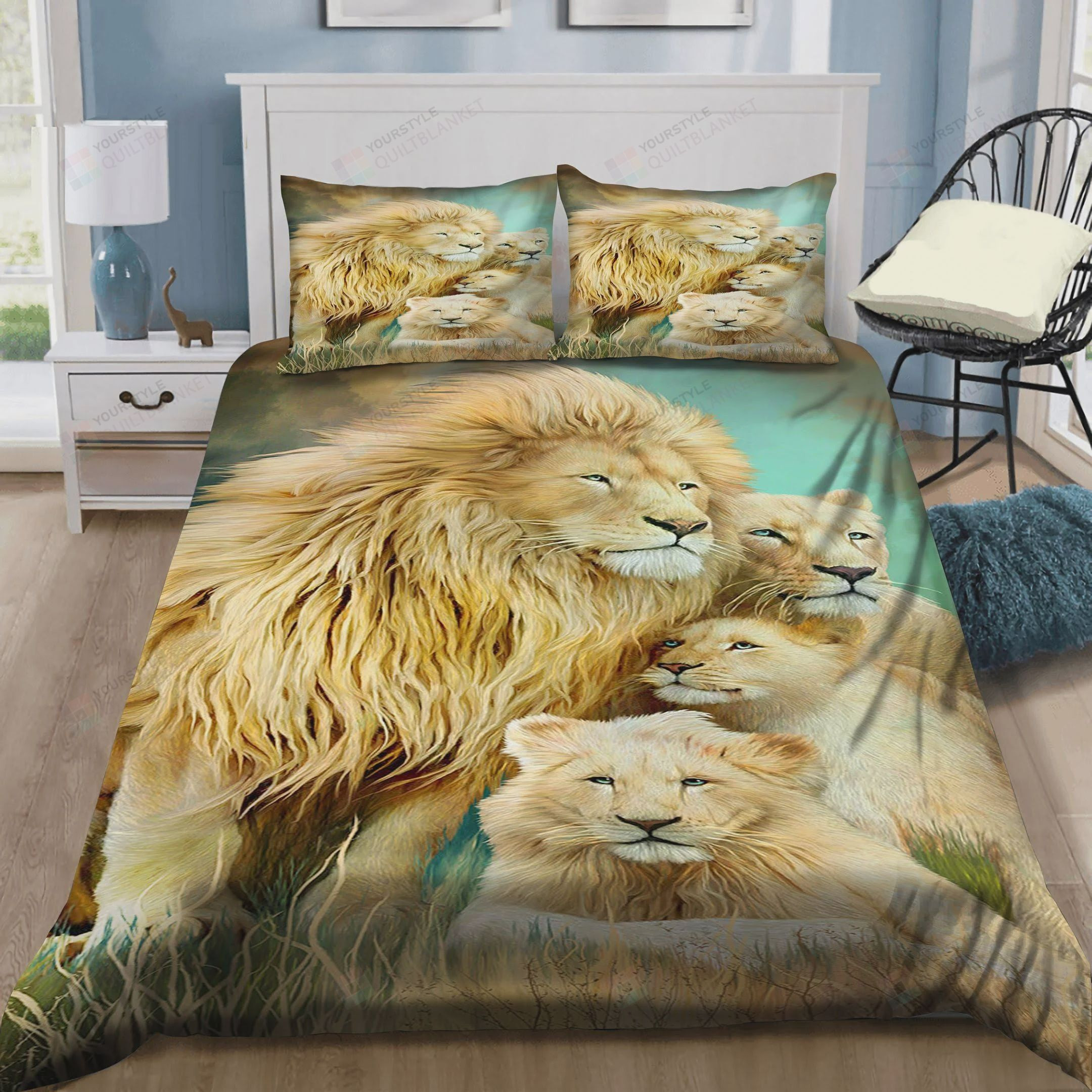 Lion Dad And Children Bedding Set (Duvet Cover & Pillow Cases)