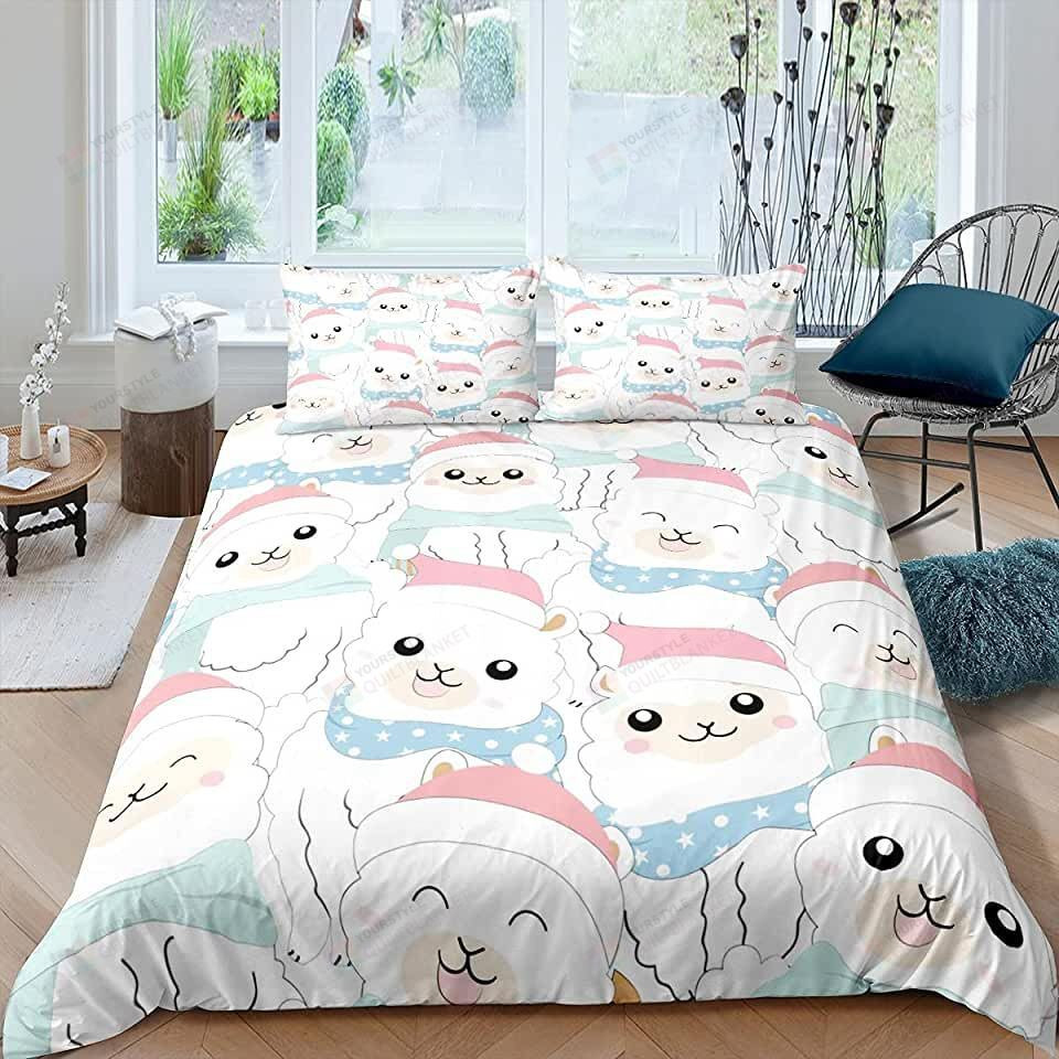 Lovely Alpaca Christmas Bedding Set Bed Sheets Spread Comforter Duvet Cover Bedding Sets