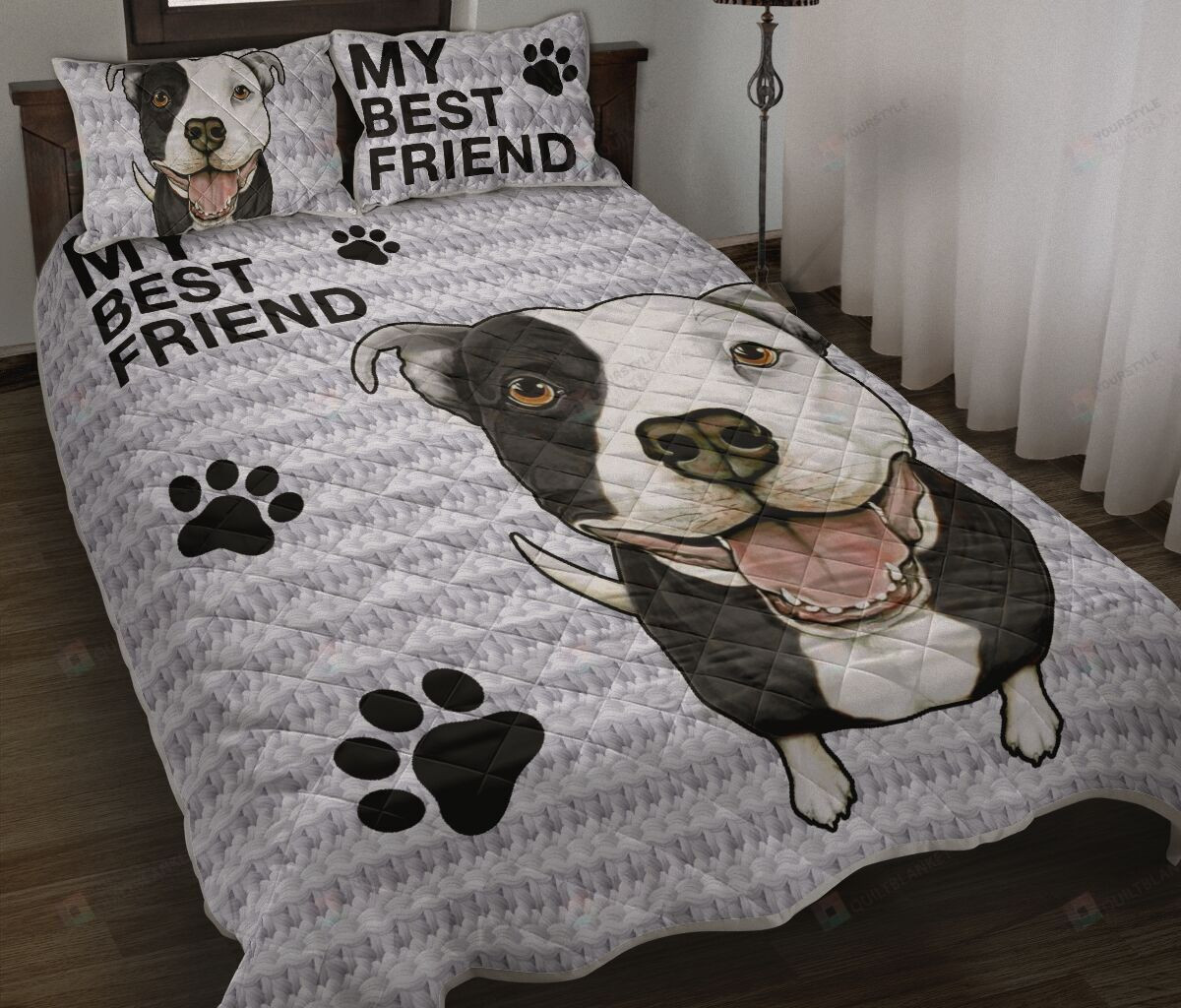 Pitbull Knitting Best Friend Quilt Bedding Set