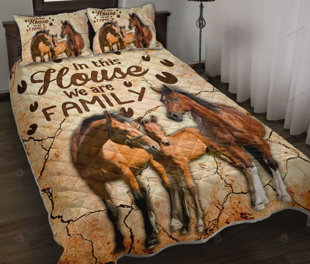 Horse We Are Family Quilt Bedding Set