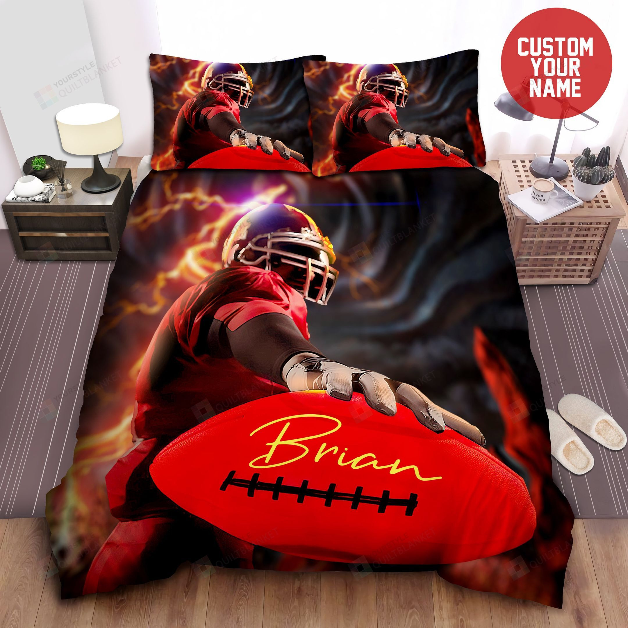 Football Payler Custom Name Duvet Cover Bedding Set