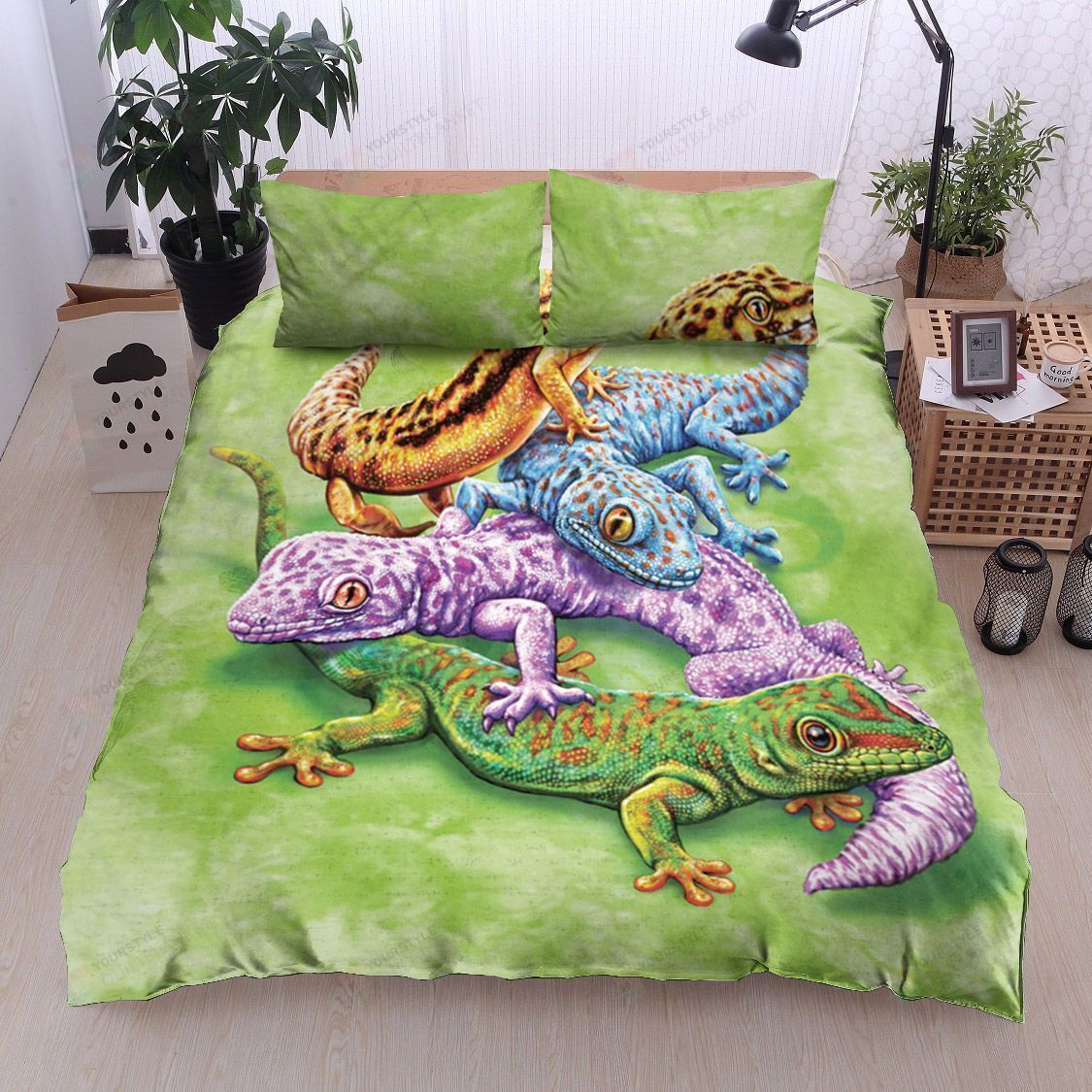 Geckos Cotton Bed Sheets Spread Comforter Duvet Cover Bedding Sets