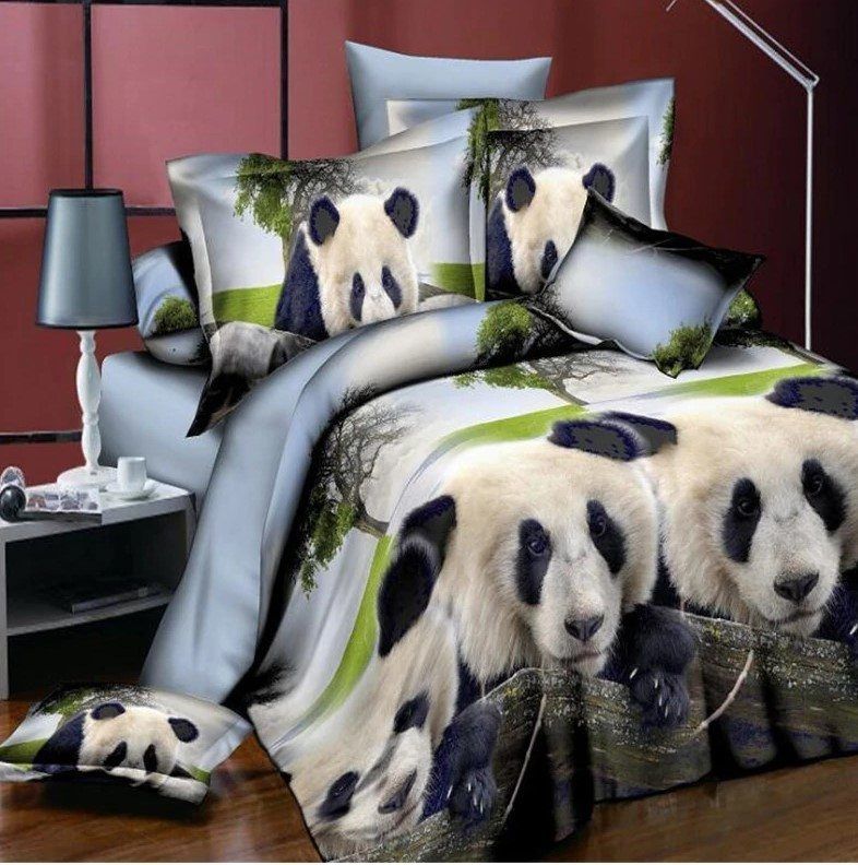 Panda Cotton Bed Sheets Spread Comforter Duvet Cover Bedding Sets