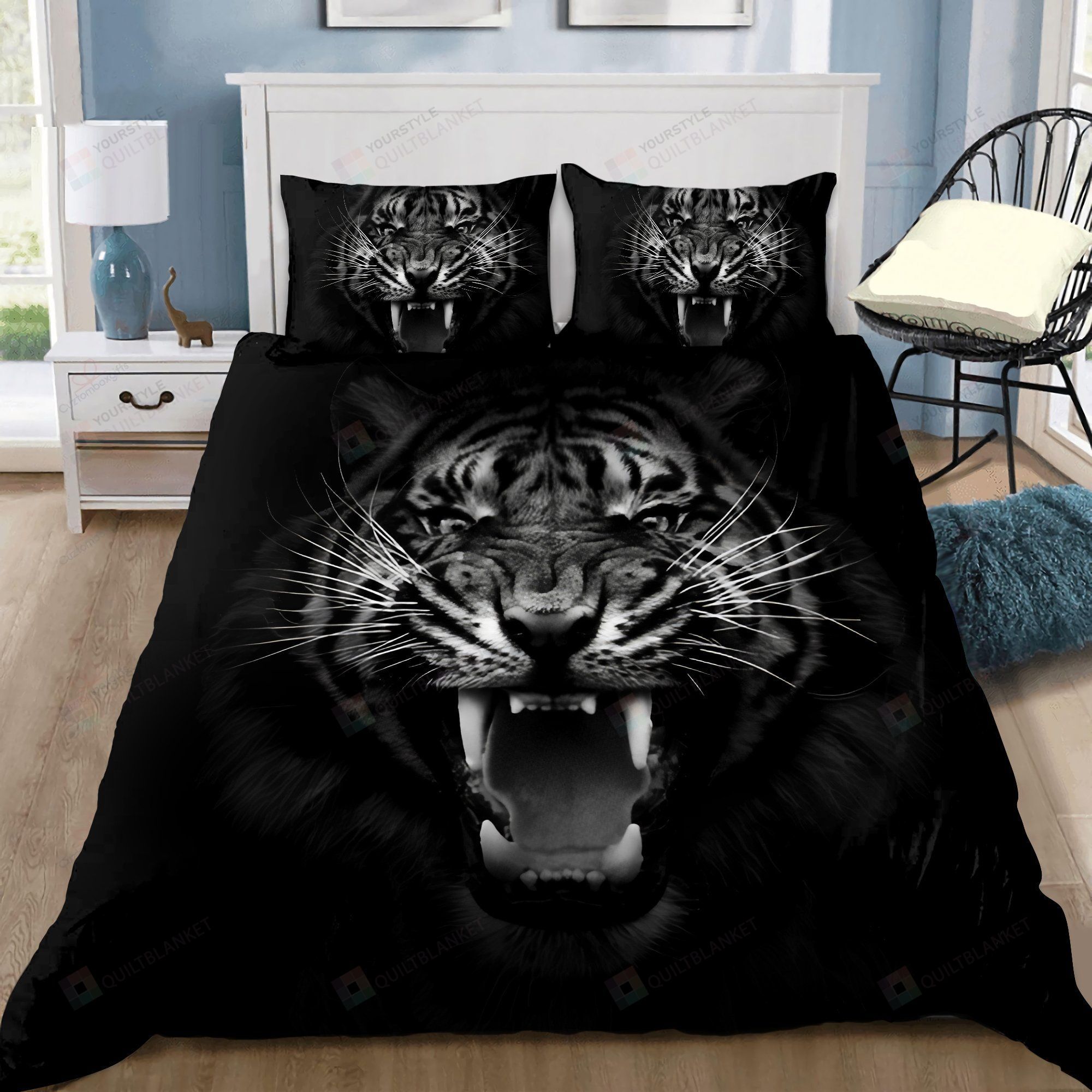 Tiger Black Bedding Set Cotton Bed Sheets Spread Comforter Duvet Cover Bedding Sets