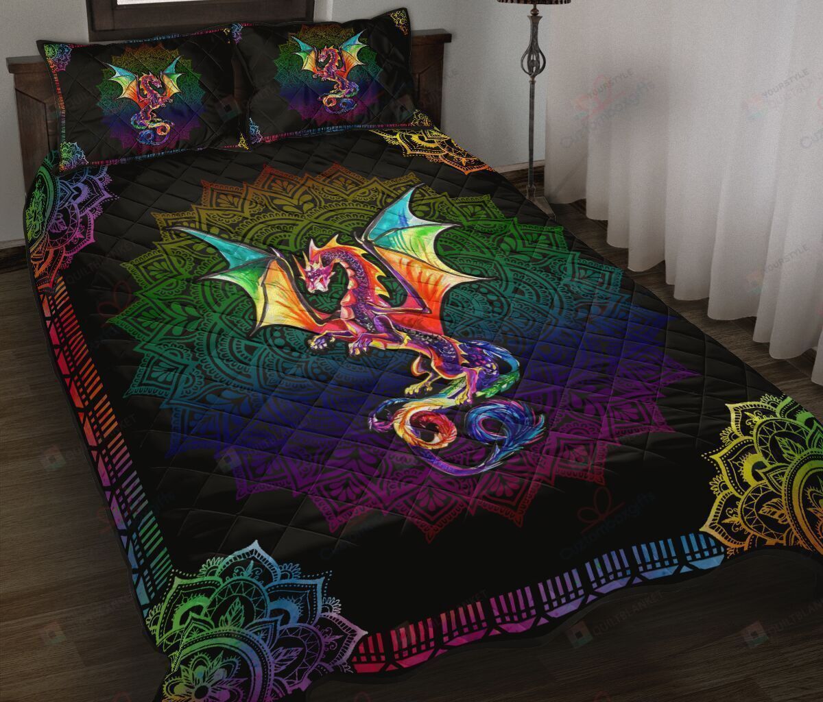 Lovely Colorful Dragon Quilt Bedding Set