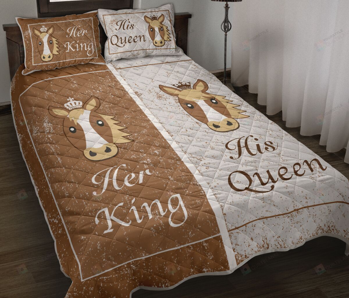 Horse King And Queen Qquilt Bedding Set