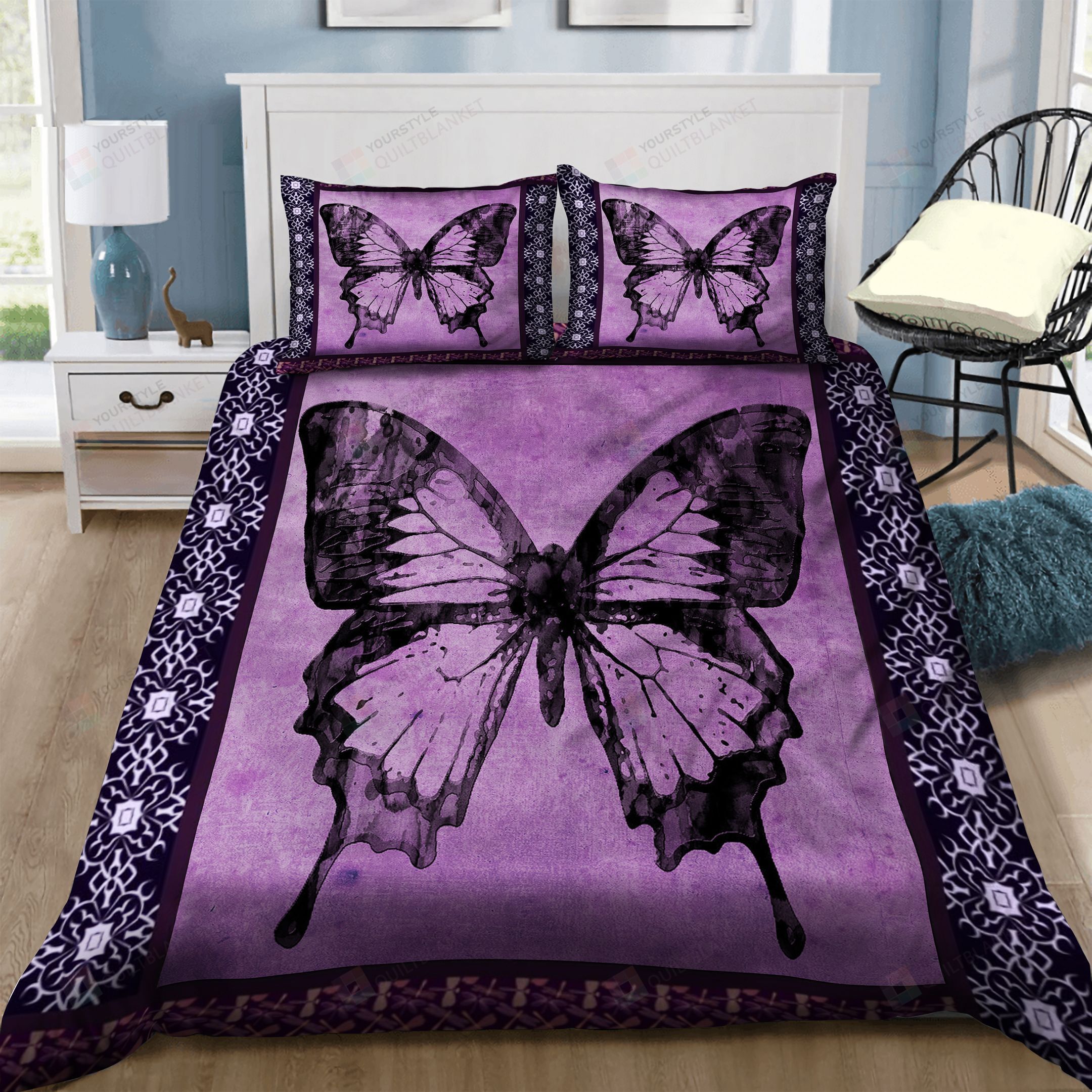 Butterfly Cotton Bed Sheets Spread Comforter Duvet Cover Bedding Sets