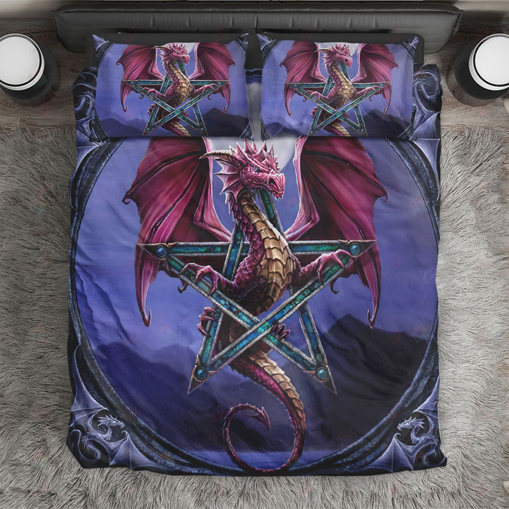 Purple Dragon Bed Sheets Spread Duvet Cover Bedding Set