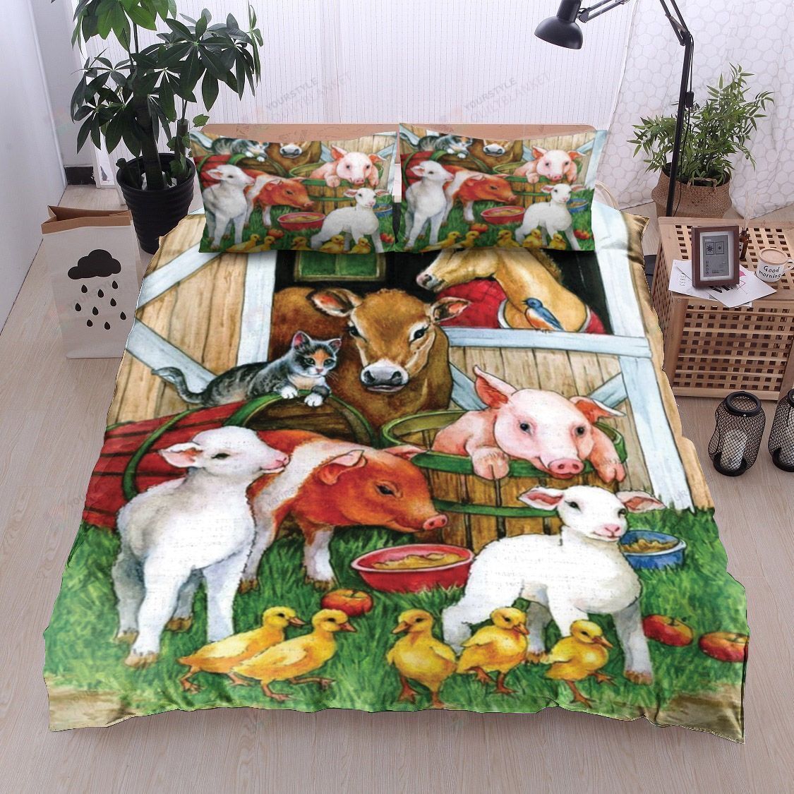 Farm Cotton Bed Sheets Spread Comforter Duvet Cover Bedding Sets