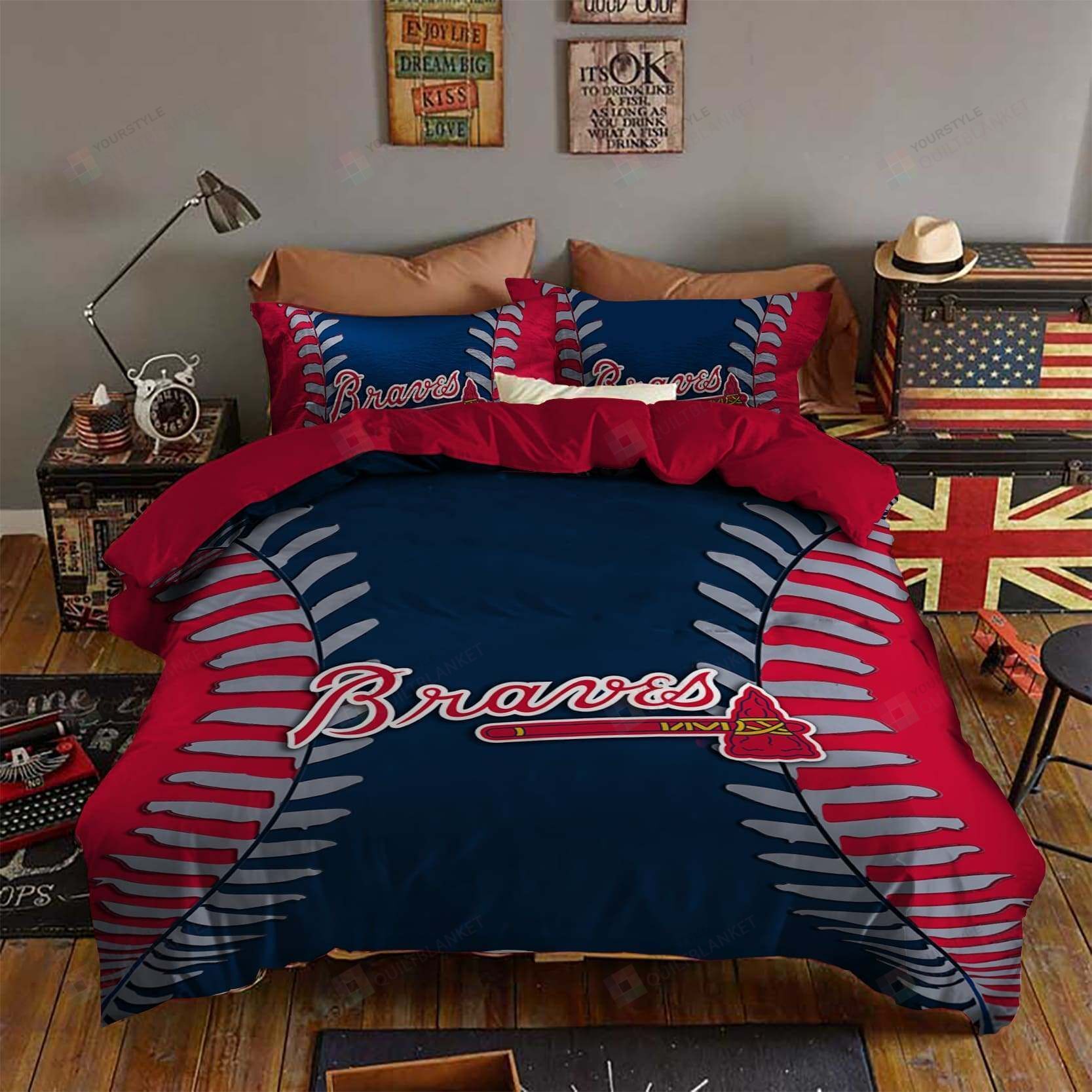 Atlanta Braves Bedding Set Sleepy (Duvet Cover & Pillow Cases)