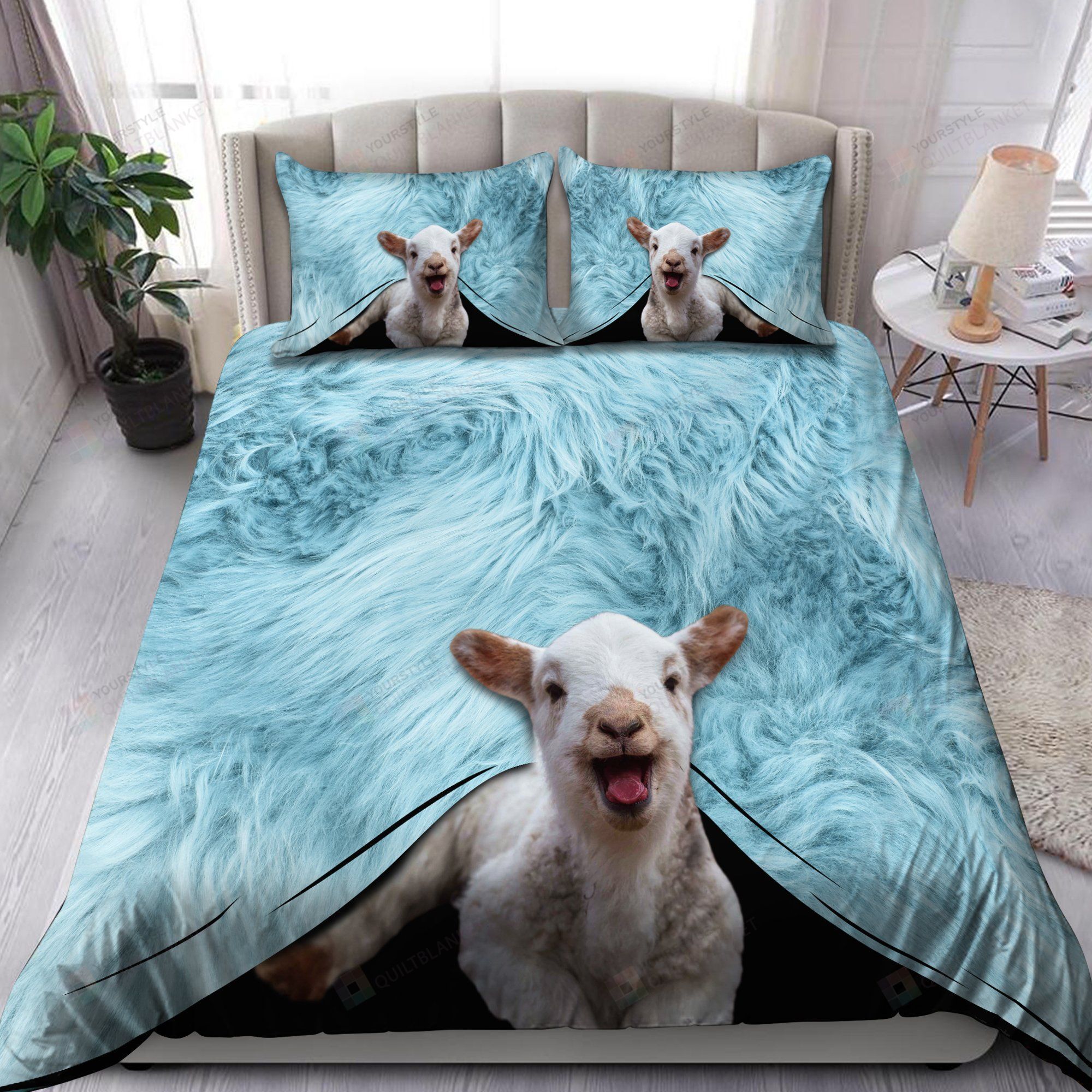 Lovely Sheep Blue Bedding Set  Bed Sheets Spread Comforter Duvet Cover Bedding Sets