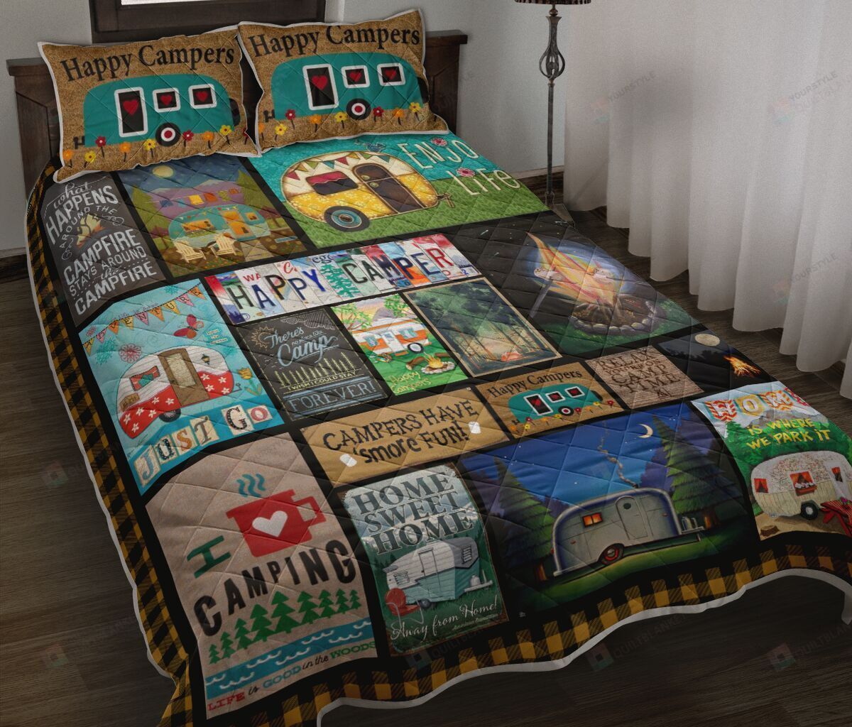 Camping Happy Campers Quilt Bedding Set