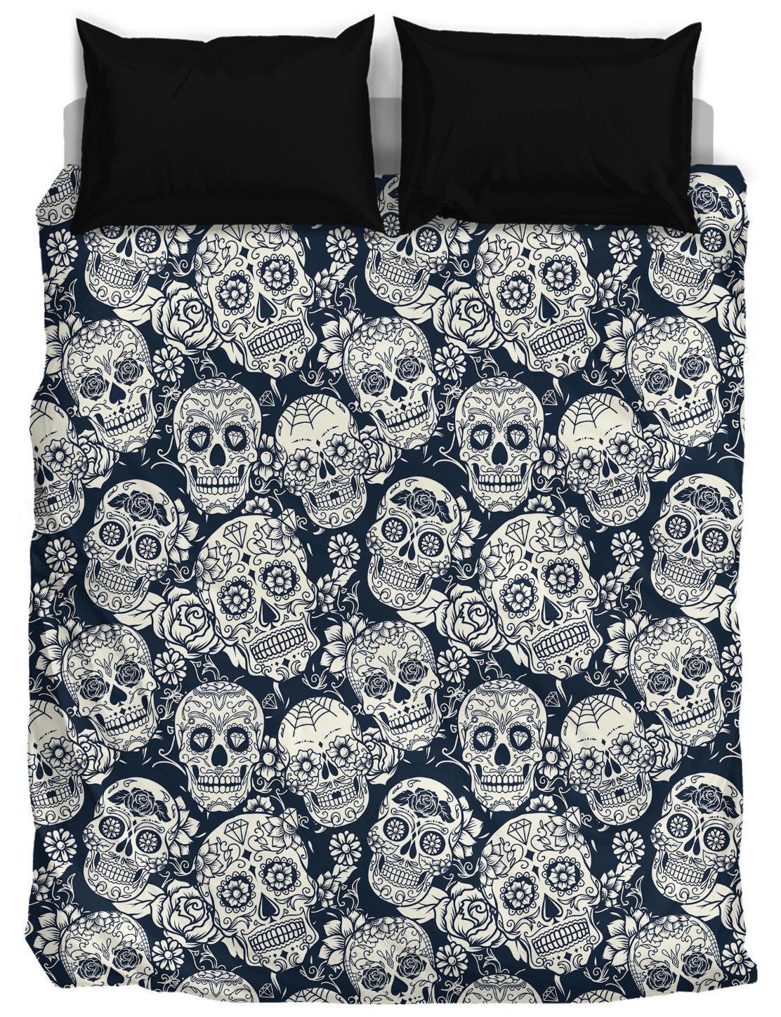 Skull Cotton Bed Sheets Spread Comforter Duvet Cover Bedding Sets