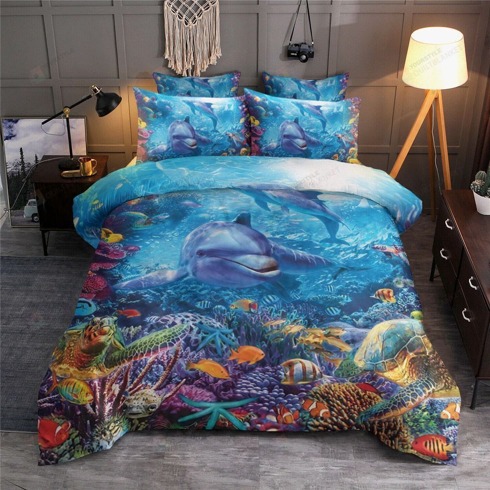 Dolphin Cotton Bed Sheets Spread Comforter Duvet Cover Bedding Sets