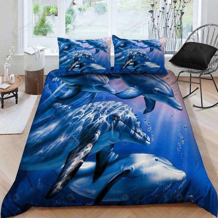 Dolphin Cotton Bed Sheets Spread Comforter Duvet Cover Bedding Sets